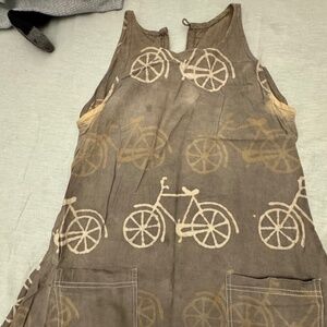 Indian quirky bicycle print cotton casual dress, size xs